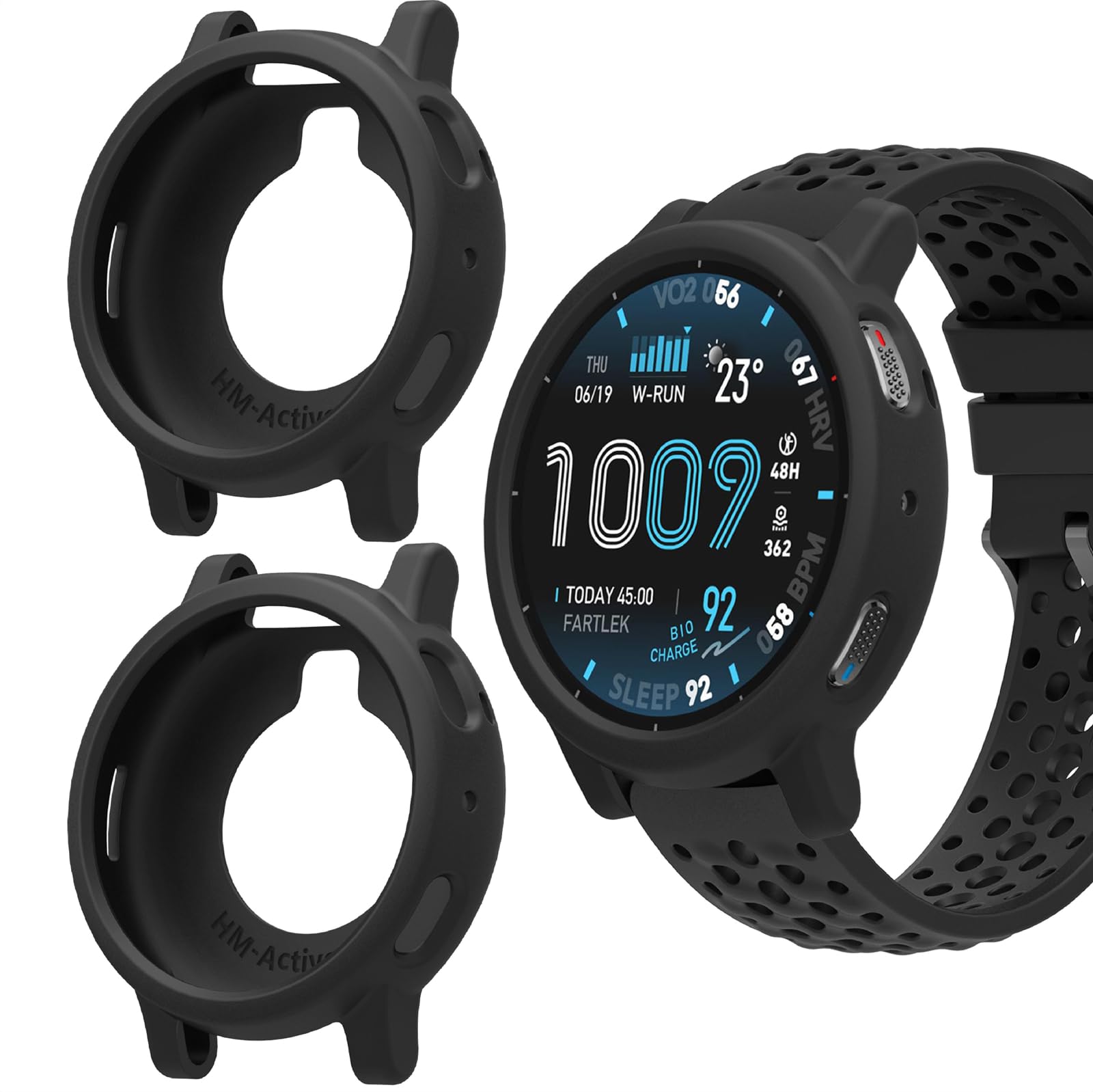 GIOPUEY Funda Compatible con Amazfit Active MAX, [2 Pack] Suave TPU Silicona Case Cover Protectora Carcasas - Black