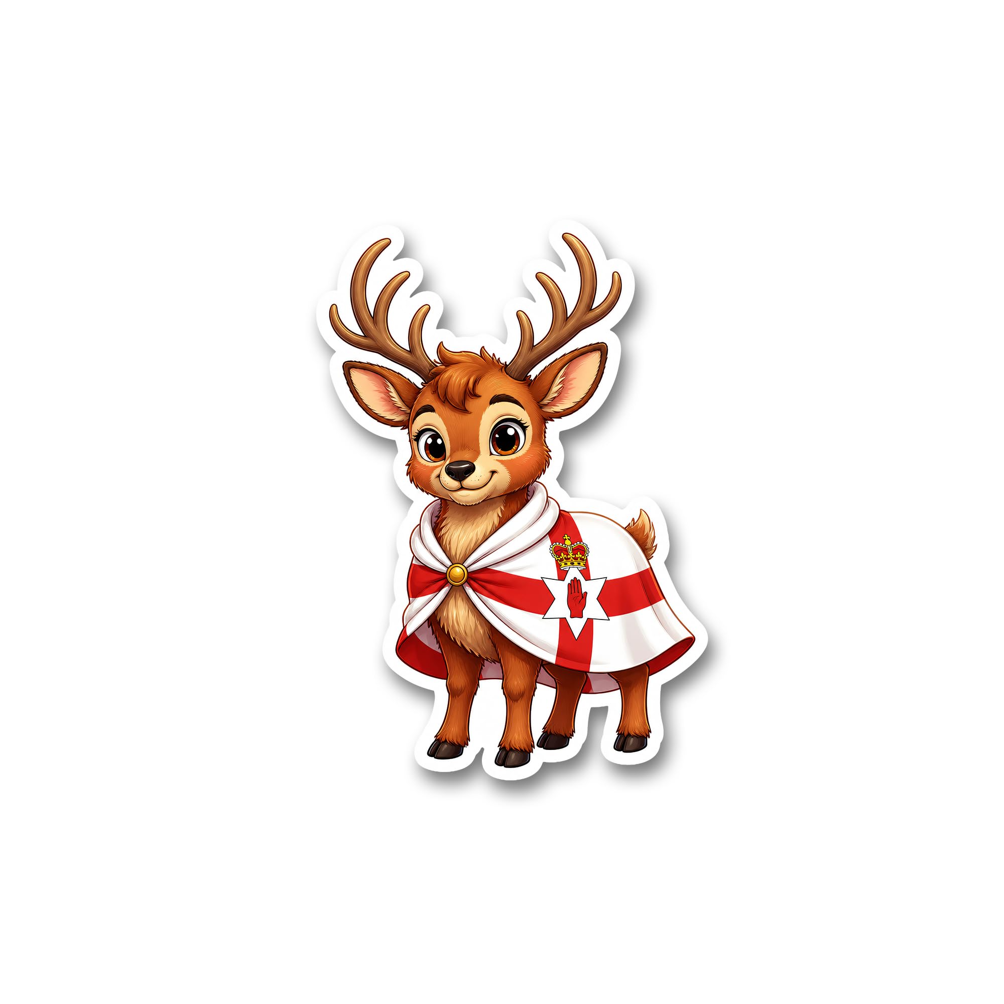 Northern Ireland Red Deer with Ulster Banner Flag Vinyl Sticker for Cars, Laptops & Travel Bags – Celtic Pride Decal, Souvenir & Gift – Waterproof, UV Resistant Premium Vinyl – UK Made (NI)