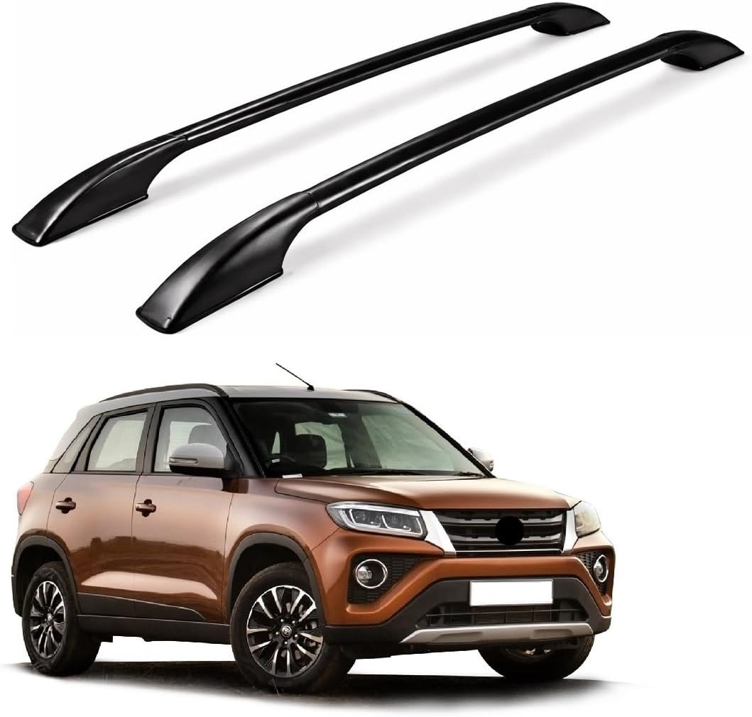 Universal Car Roof Rail Bars Set of 2 | Premium Metal Roof Rack with Plastic End Caps | Strong, Lightweight & Weather Resistant | Easy Installation | Full Black Suitable for Urban Cruiser
