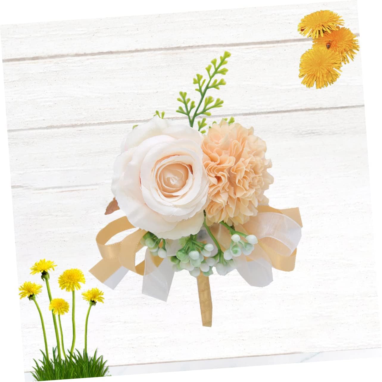 1pc Elegant Simulated Flower Brooch Realistic Bridal Corsage for Wedding Dress Groom Suit Color Wedding Accessory for Special Occasions Parties