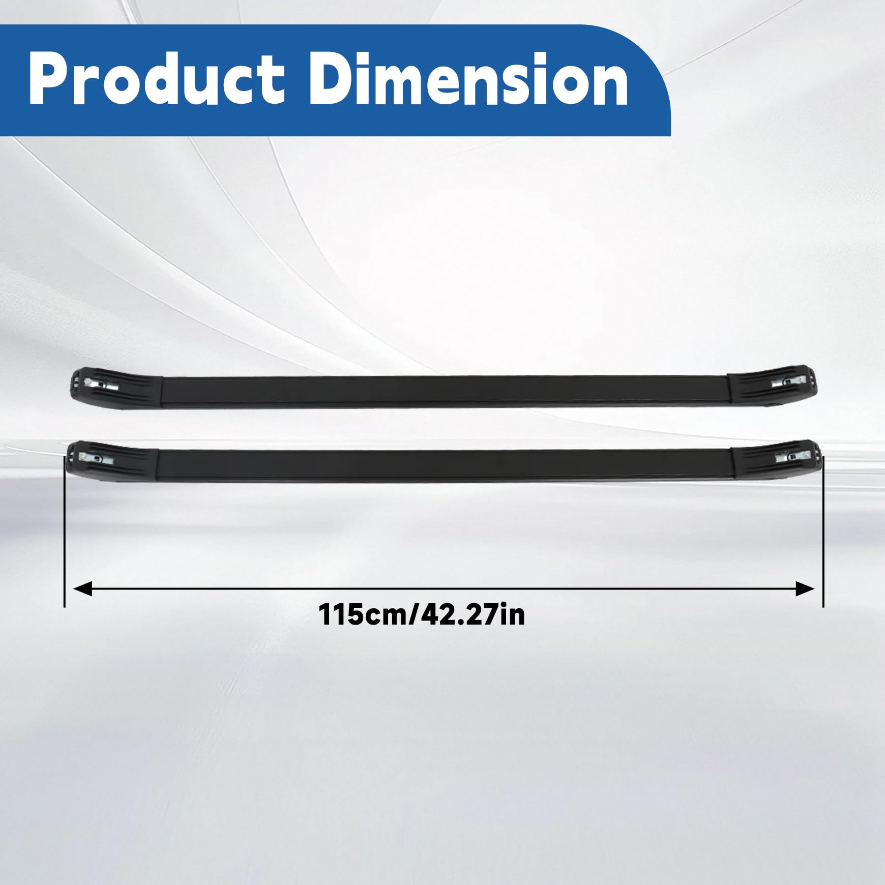 2Pcs 43.3 Inch Universal Car Top Roof Cross Bar Luggage Cargo Rack Adjustable Window Frame Aluminum Black