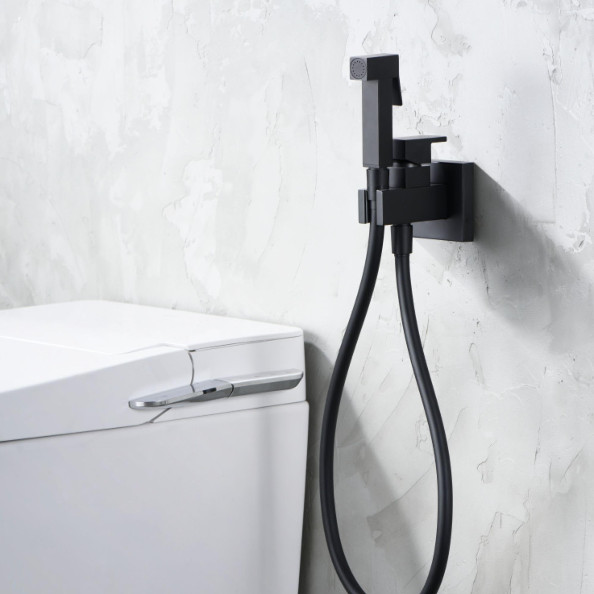 IMEX - Bidet bateria do zabudowy do toalety, prysznic bidet, zimna i gorąca woda, higieniczny prysznic bidet do toalety, spryskiwacz bidet, zamiennik bidetu, łatwa instalacja (CZARNY MATE)