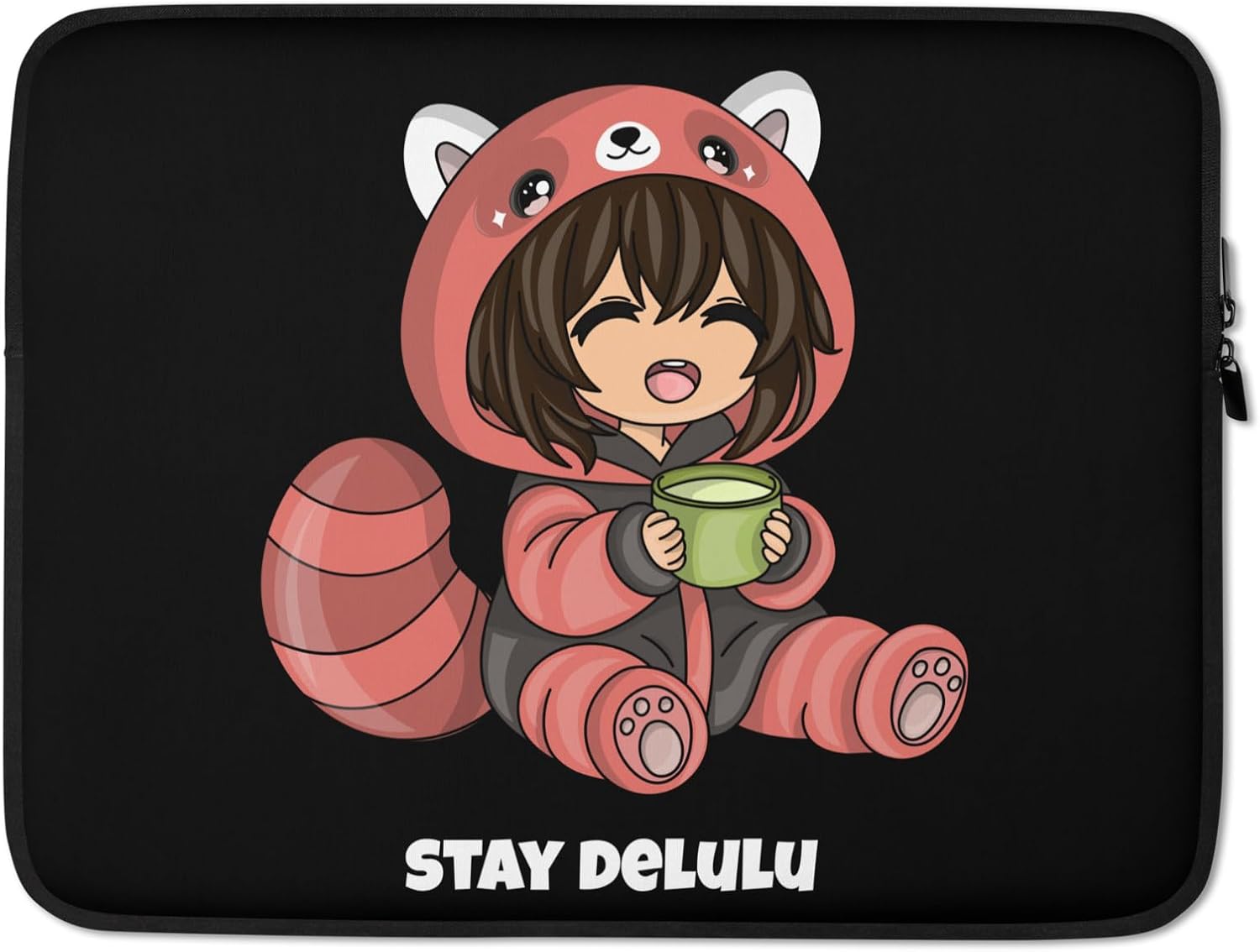 Stay Delulu Ironic Red Panda Anime Kawaii Graphic Laptop Sleeve image 5