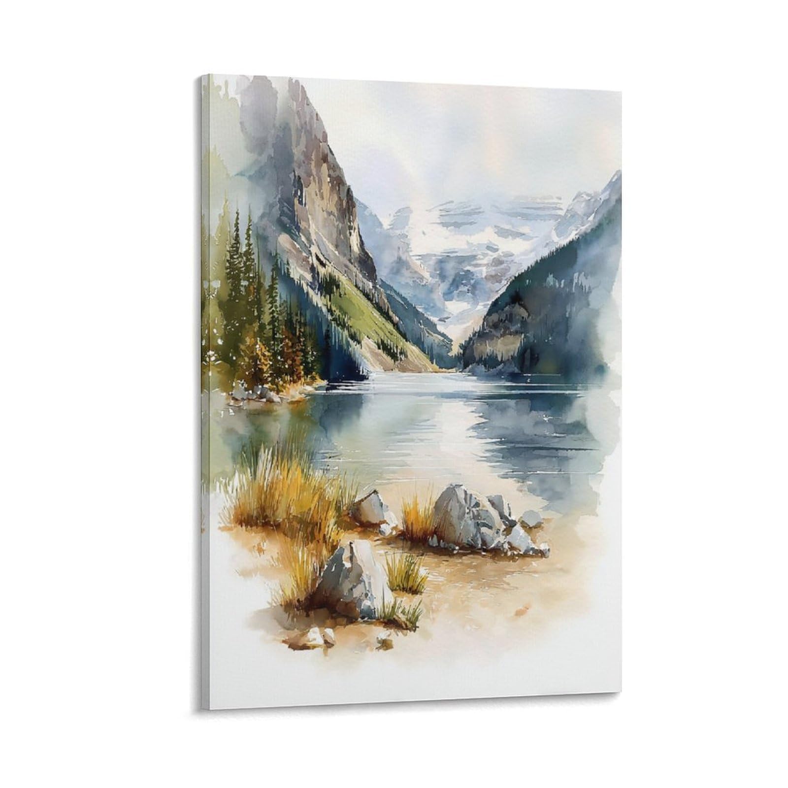 XWYMXZ Lake Louise Banff 20x30inch(50x75cm) Vintage Travel Poster Watercolor Canvas Art