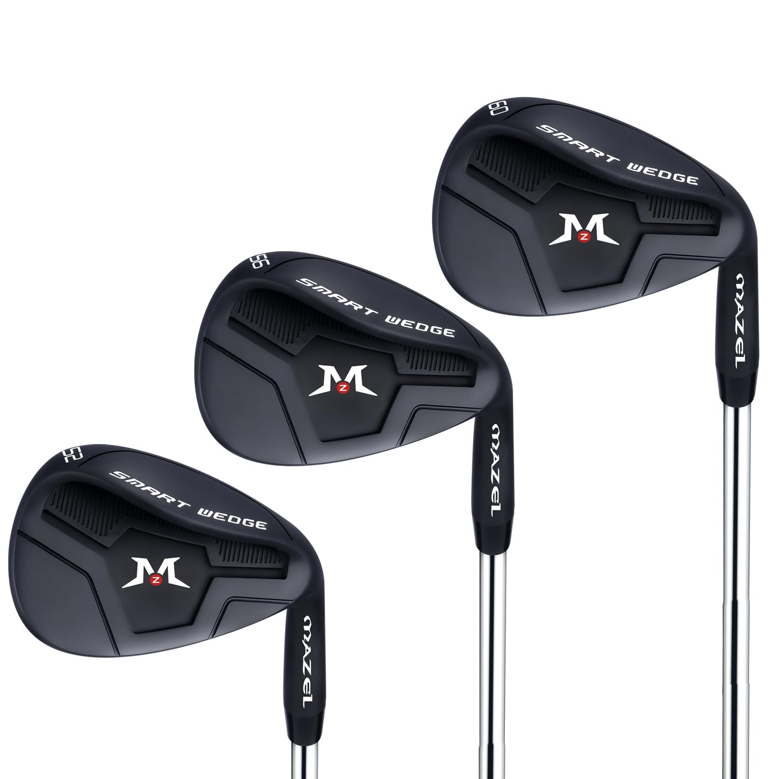 MAZEL Stainless Steel Golf Wedge 52 56 60 Degrees with QPQ Anti-Rust Finish, Premium Sand & Lob Wedges for Superior Spin and Control (Black Set(52/56/60D)
