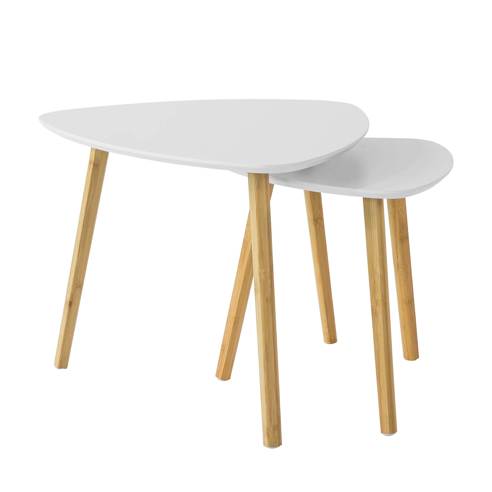 SoBuy 2 Mesas Nido - Mesa Auxiliar para Salón, Grande 55 cm y Pequeña 40 cm, Blanco FBT74-W
