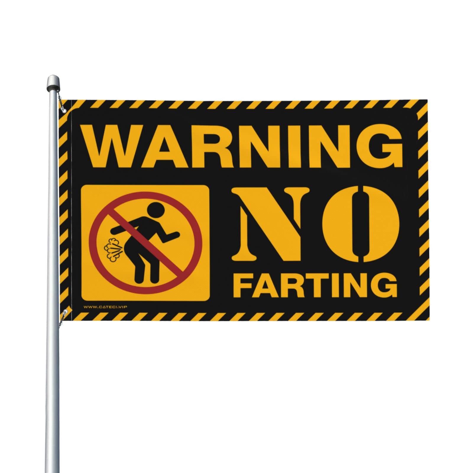 Drapeau d'avertissement No Farting COTECI pour habiller un grand mur vide avec une touche humour
