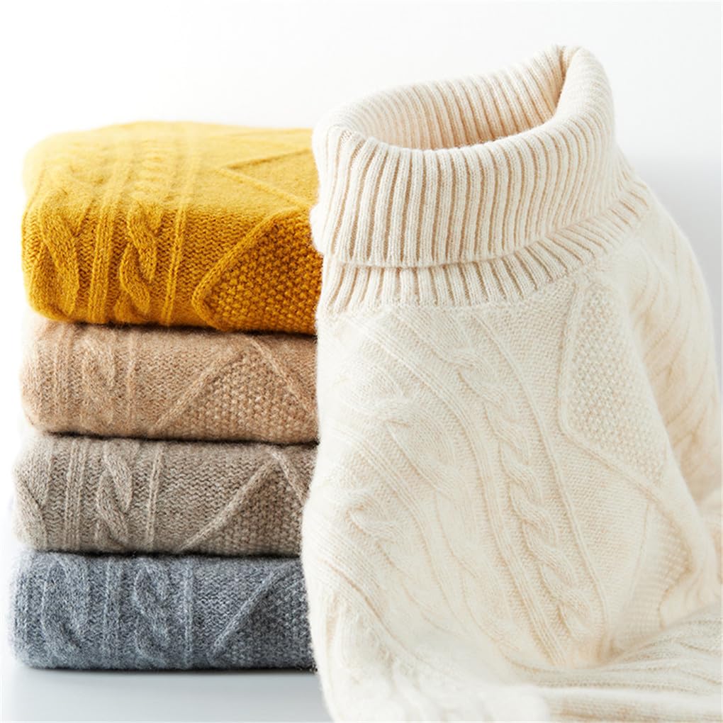 Jegsnoe Kaschmirpullover Damen Strickpullover Wolle Rollkragen Langarm Strickpullover Winter Herbst Pullover