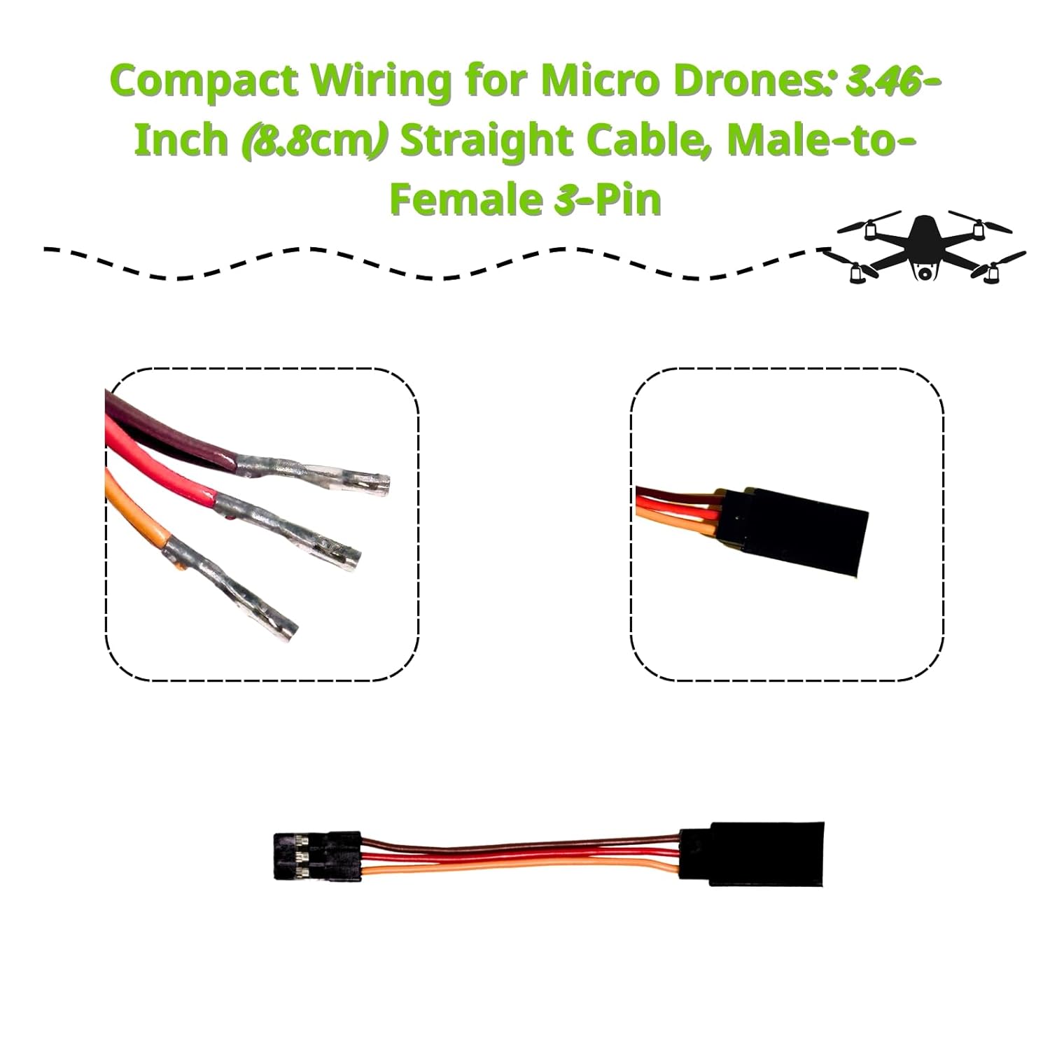 16 Pcs Servo Extension Cable and Y Harness Splitter, 30-Core 2.76-Inch 3.54-Inch 5.9-Inch, 60-Core 5.9-Inch Y-Harness for RC Airplane Car Drone, Compatible with JR Futaba Spektrum