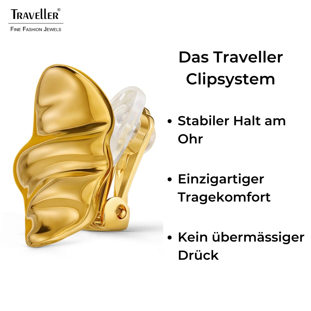 Traveller Ohrclip - Damen - 22kt Vergoldet - Wellen - 20 x 16 mm - 157767