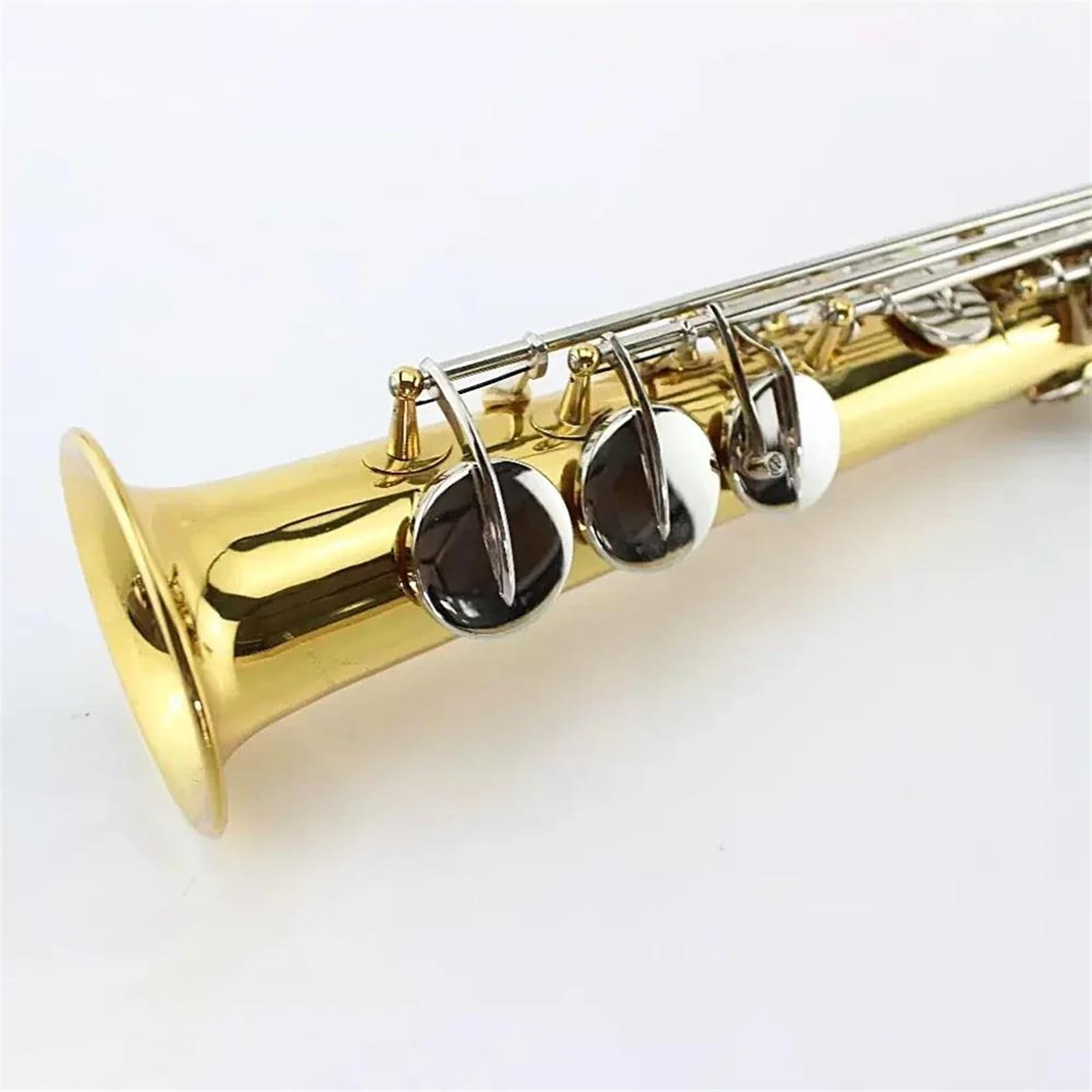 Saksofon Saksofon Sopranowy Bb, Pozłacana Powierzchnia, Srebrny Guzik, Japoński Instrument Rzemieślniczy, Profesjonalny Saksofon Sopranowy (Color : Ordinary bag)