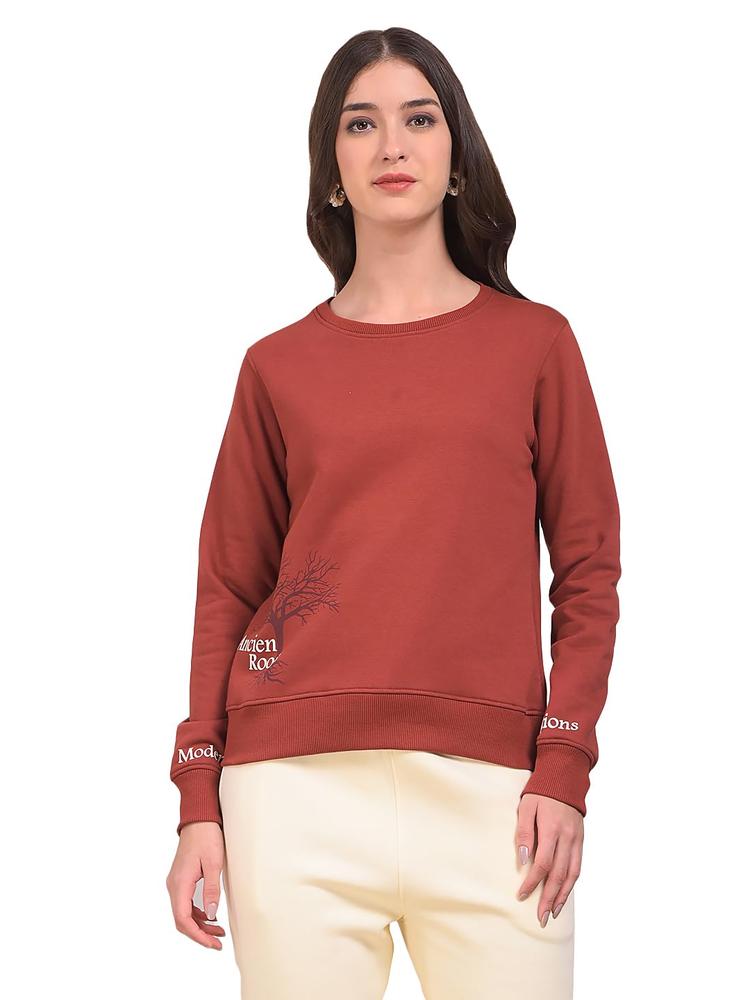 Women's Brown Graphic Print Sweatshirt-image-28
