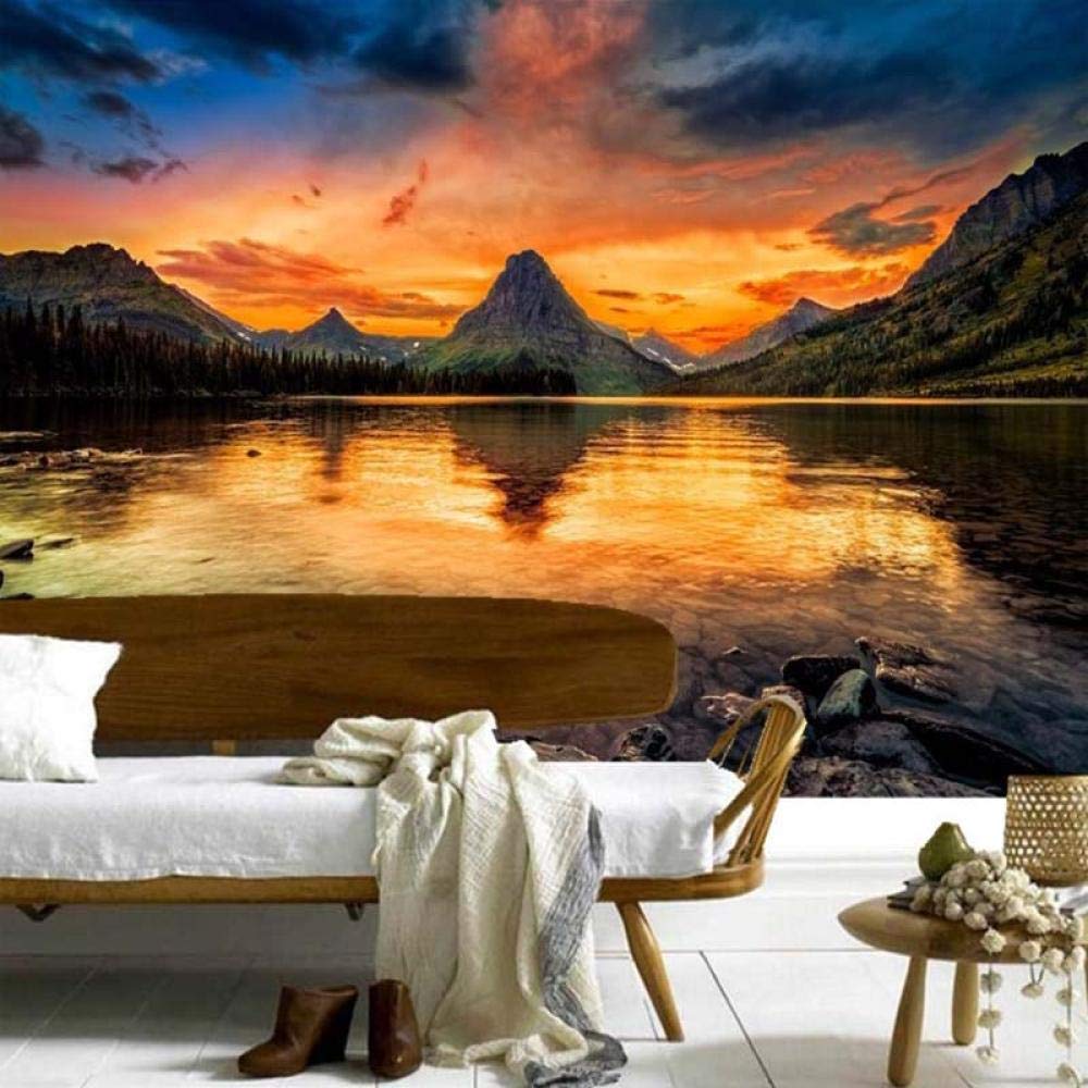 Papier peint mural 3D sur mesure paysage de montagne lever du soleil 430x300 cm pour salon