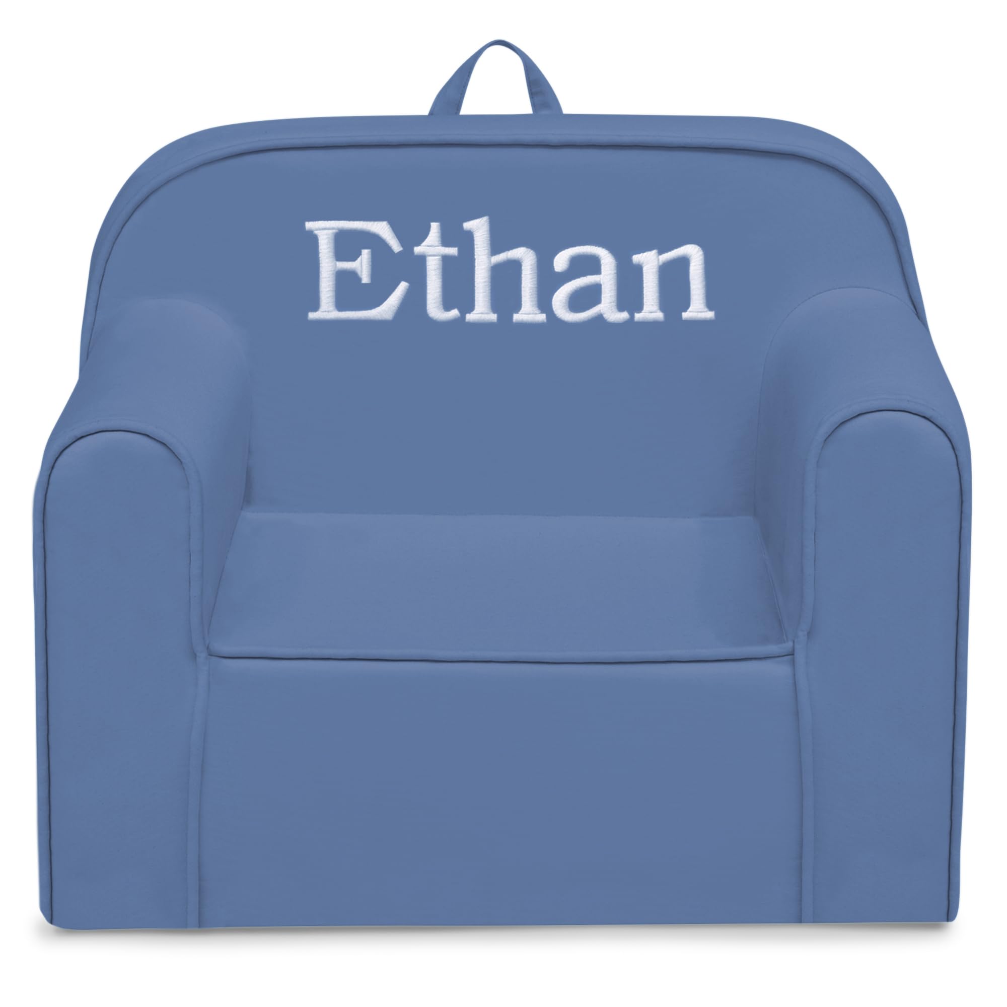 Delta Children Personalized Cozee Chair - Customize with Name – Foam Kids Chair for Ages 18 Months and Up, Indigo