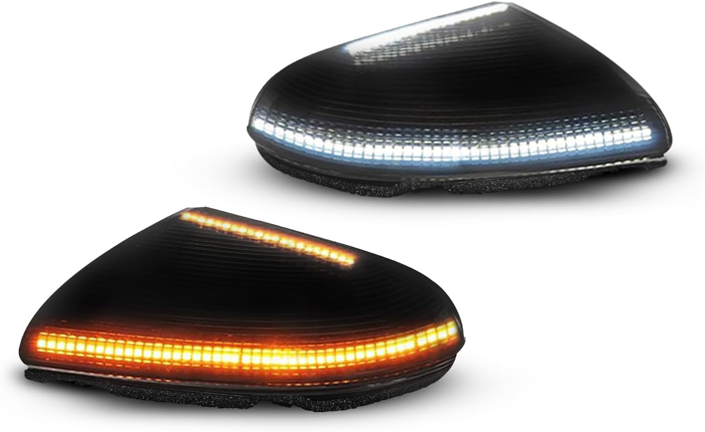 LESAUCE LED Side Mirror Lights for 2009-2021 Dodge Ram 1500 2500 3500 4500 Laramie Switchback Amber Turn Signals White Puddle Lights Smoked Lens Driver & Passenger Side Assembly for Pickup Truck, 2PCS