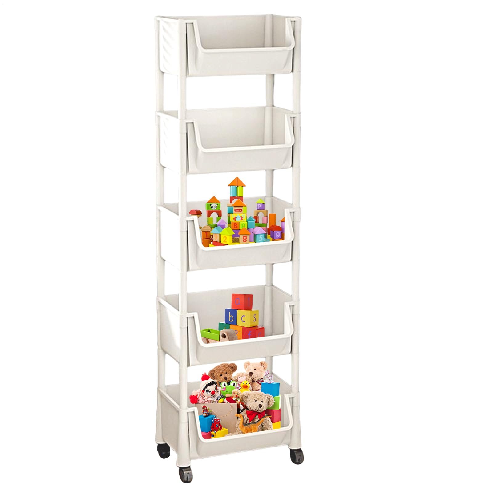 Rolling Cart Organizer - Design et Compact - Étagère de Rangement Mobile avec roulettes pour, Livres, collations dans Les Petites pièces, bibliothèque compacte pour Bureau ou Salle de