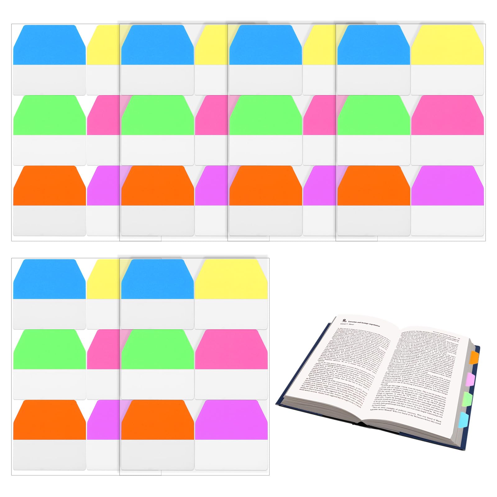 simarro 720 PCS Sticky Index Tabs, Page Markers Tabs Transparent Writable Annotation Medium Index File Tab for Office School Reading Notes, Books and Classify Files - 6 Colors
