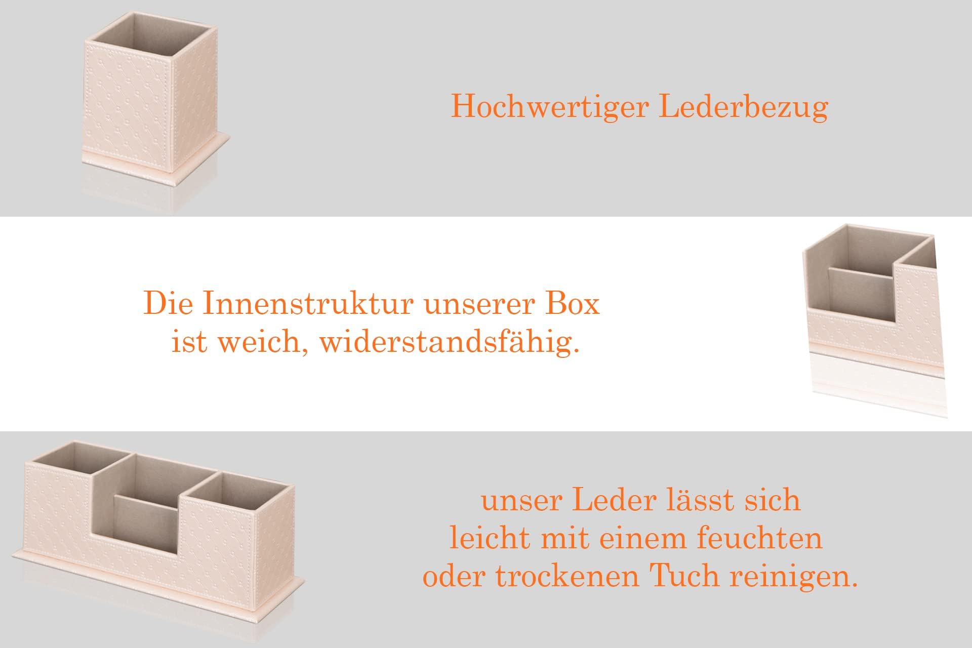 AINAK PU Leather Desk Organiser (4 Compartments), Pen Holder, Desk Organiser for Office Supplies Post-its, Notes - Image 2