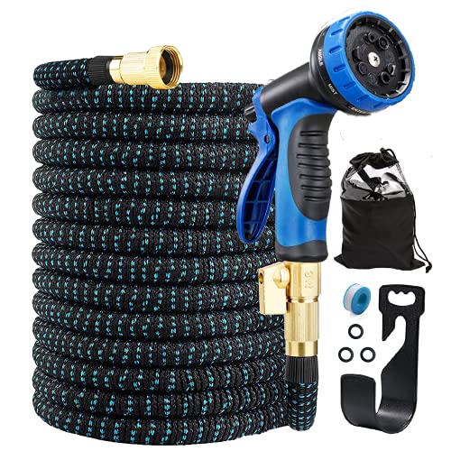 YLZJHORK Garden Hose 100 ft Expandable Hose with 10 Function Spray Hose Nozzles,Retractable Hose Outdoor Hose Flexible Water Hose for Outdoor Lawn Pet Shower Plant Car