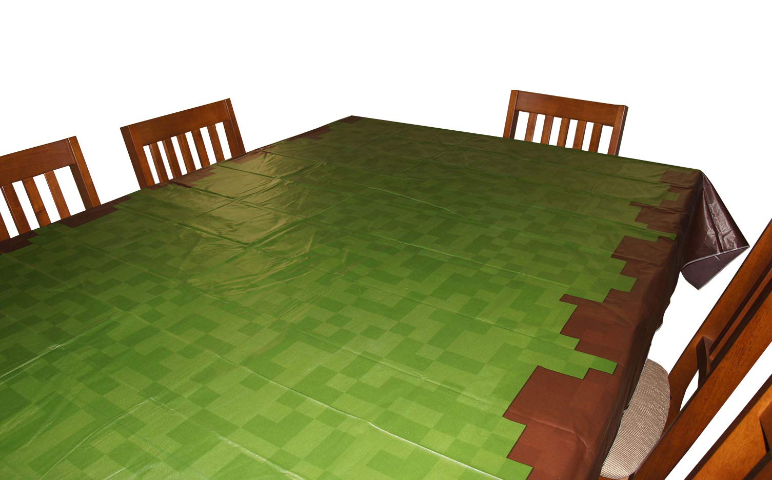 Pixel Miner Crafting Style Birthday Party Grass Tablecloth (108" x 54") - Fun, Versatile Table Cover for Inside or Outside, Wipes Clean in Seconds, Birthday Supplies Made from Recycled Materials