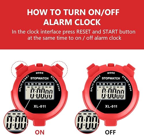 Miniatura 6 de Vicloon Temporizador deportivo digital, cronómetro de pantalla grande con división de regazo único, reloj de 1224 horas con fecha de alarma para