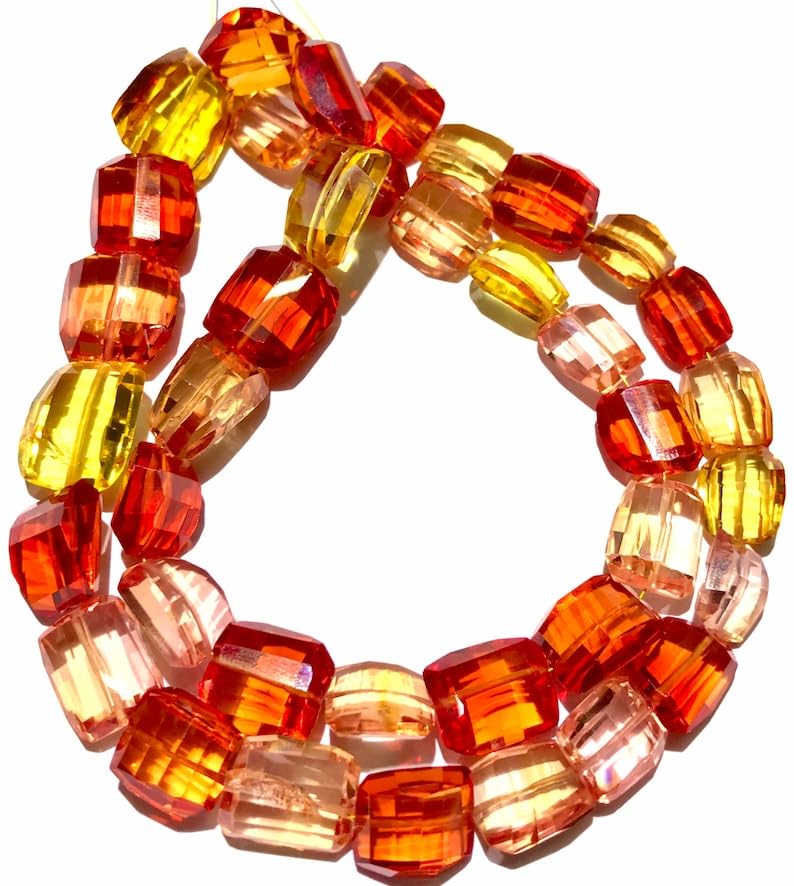 Perles à facettes en saphir naturel PADPARADSCHA 11-14mm pour création bijoux