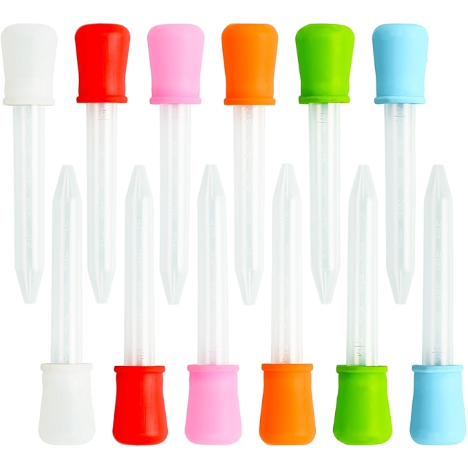 12个5ML硅胶液体滴管，塑料眼药水滴管适用于儿童科学实验和手工艺活动