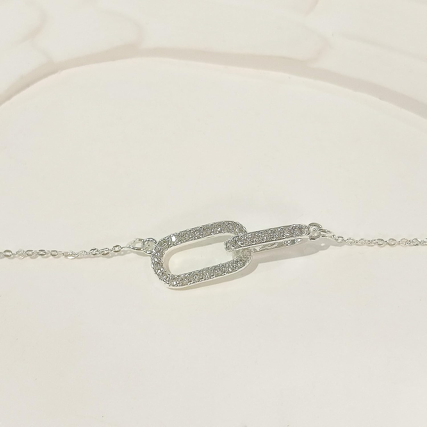 Gold Dainty Diamond Pendant Necklace for Women Simple 14K Gold Plated Paperclip Choker Necklaces Cute Minimalist Open Oval Necklaces Gold Jewelry for Women Gifts - Image 3