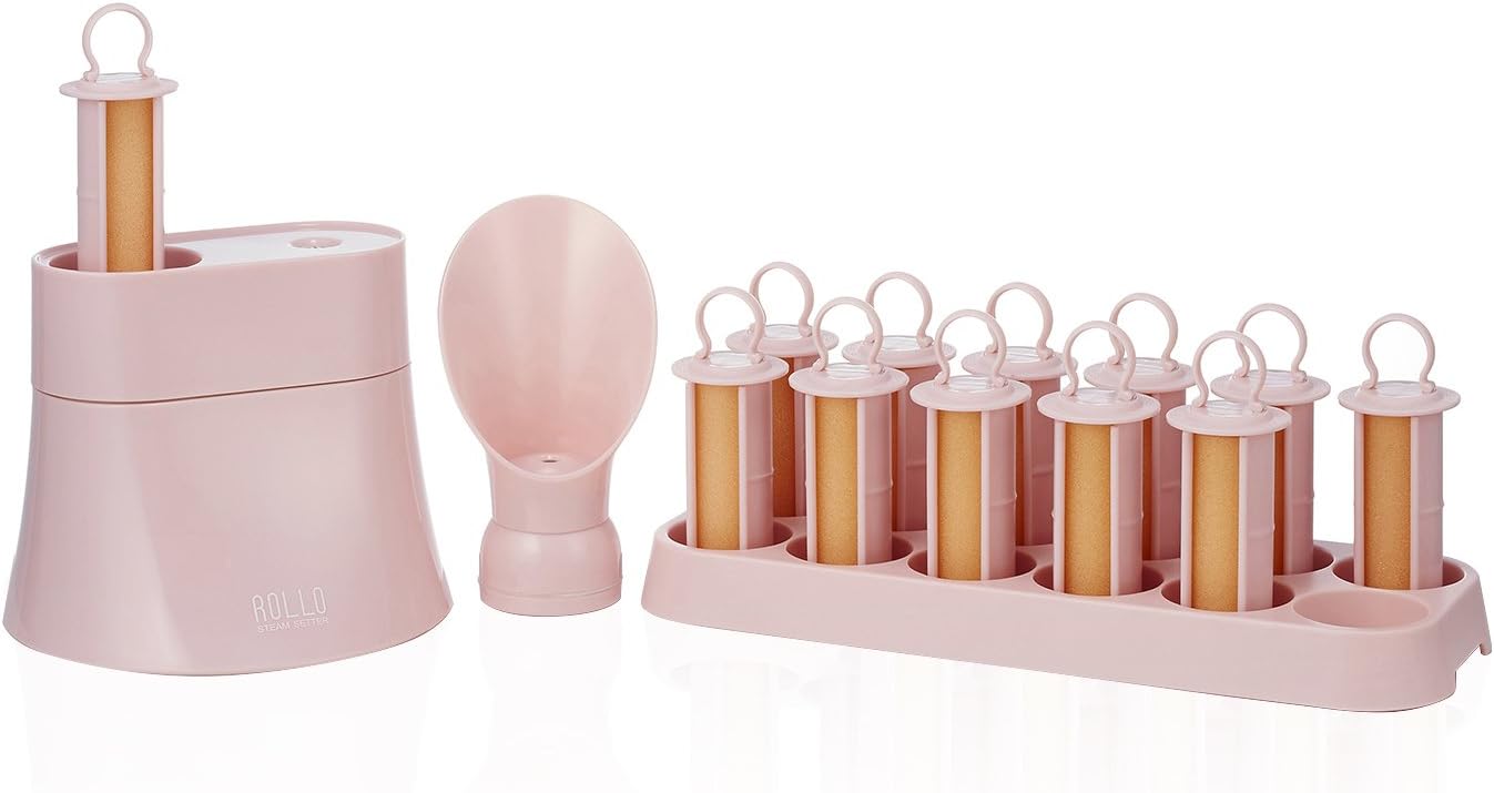 Rollo Ionic Steam Hair Setter Full Kit including 12 Hair Rollers + 1 Rollo Stand + Face Steamer + Portable Pouch