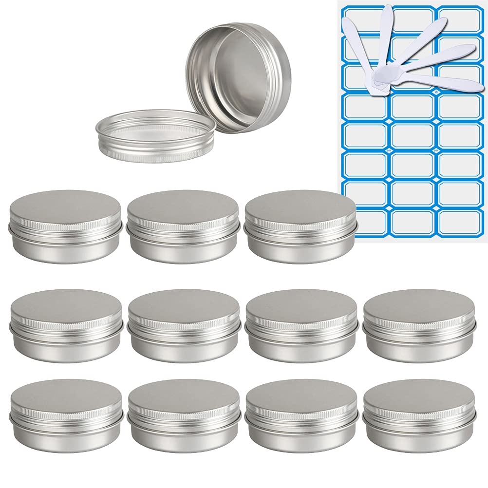 10 Piezas Tarros de Aluminio con tapa Rosca 15ml, Negro Mate Tarros de Aluminio Vacíos Redondo para Contenedor De Cosméticos Cremas Caja de almacenaje con 5 Espátula y 1 Etiqueta — view 25