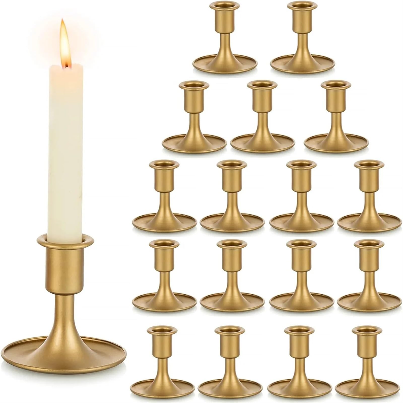 Portavelas Candelabros Candelabros cónicos for Centro de Mesa Recepción de Boda Decoración de repisa navideña(Gold,12PCS)