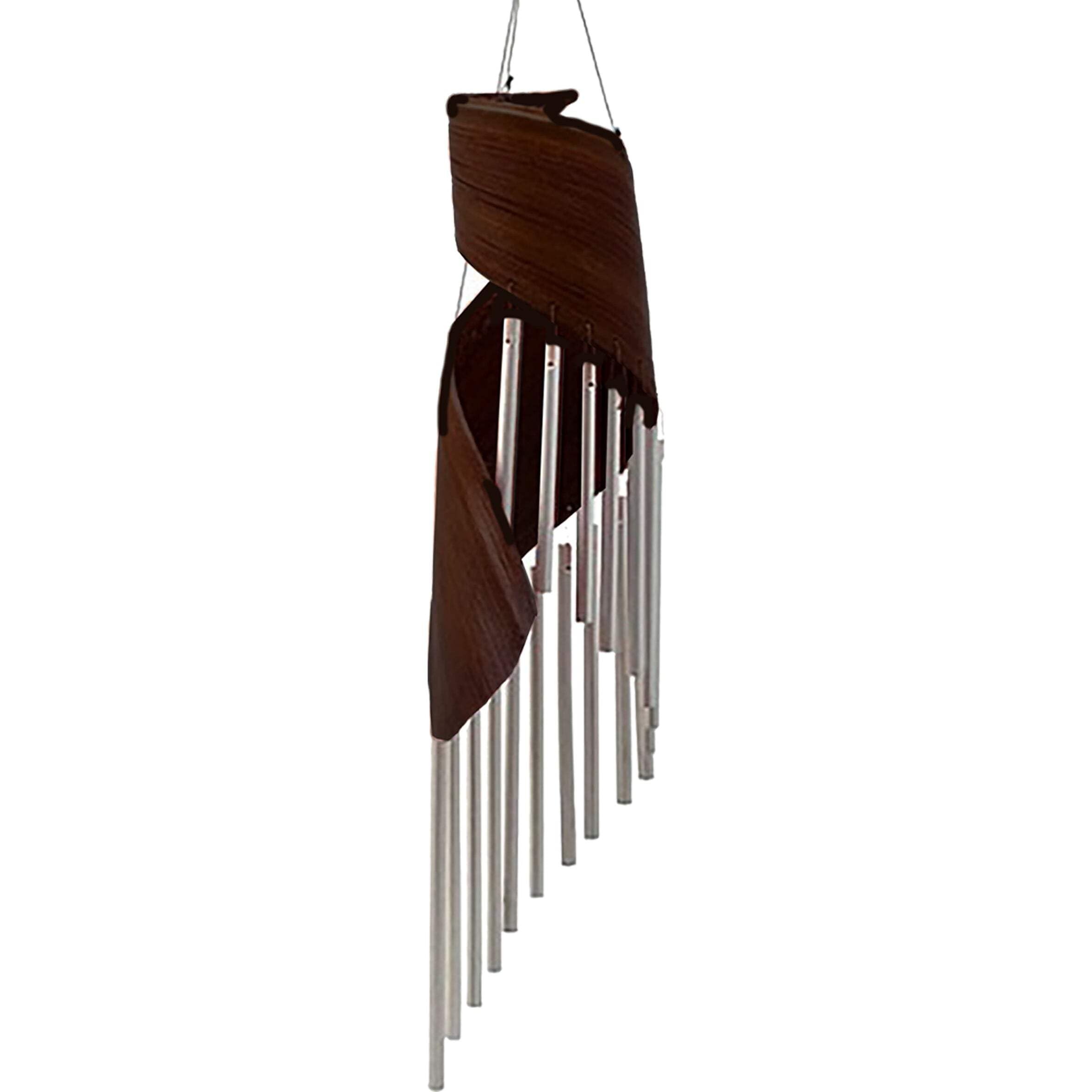 Handcrafted Coconut Leaf Wind Chimes from Bali - Chocolate, Ethical & Eco-Friendly Garden Decor, 50x13cm