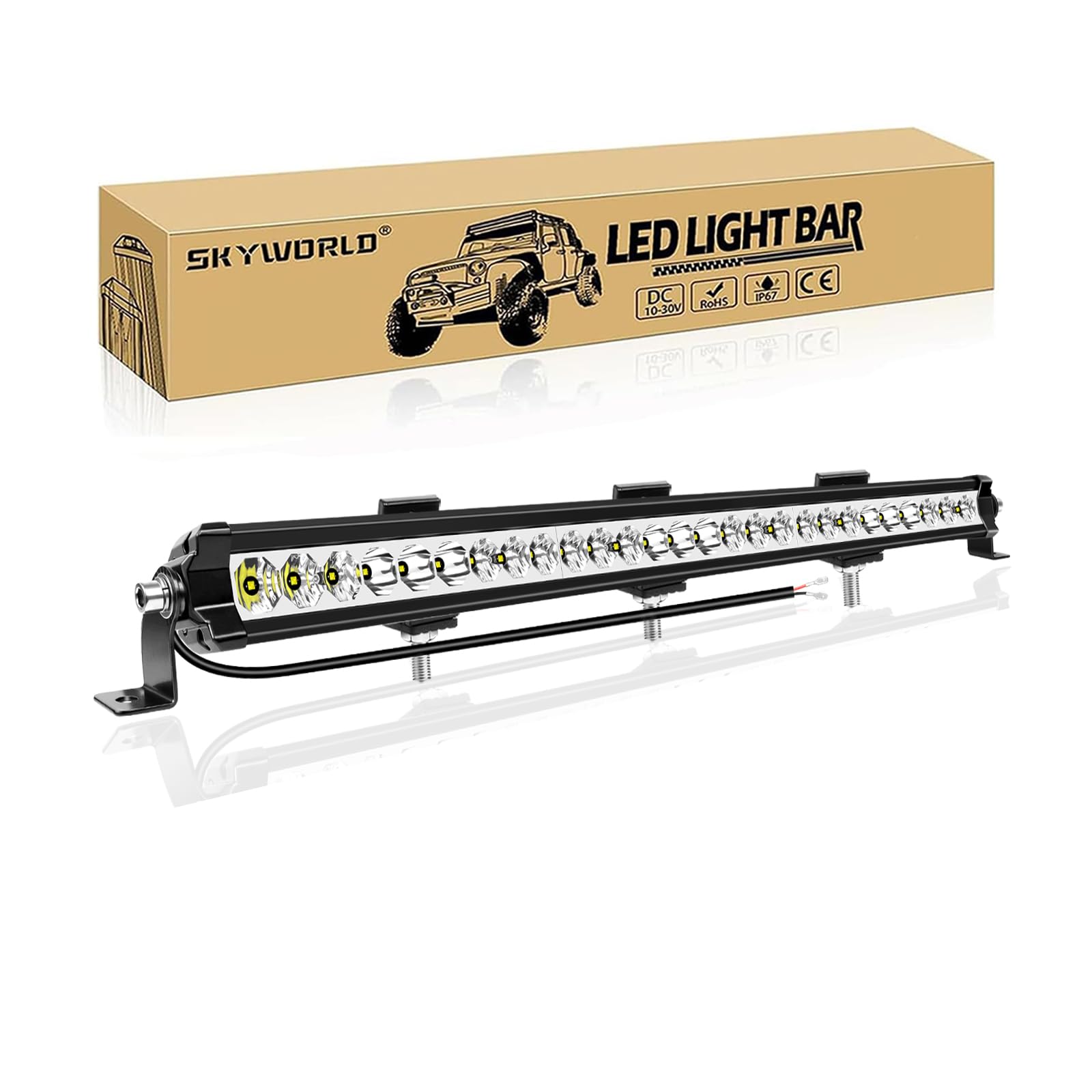 SKYWORLD 1 szt. 11 cali 90 W 12 V 24 V 11 cali prosty pasek świetlny LED listwa świetlna łodzi listwa świetlna do samochodów ciężarowych SUV-ów 4x4 ATV, UTV, 4WD