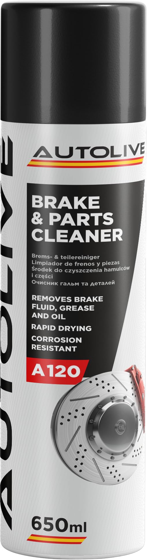 Limpiador de Frenos y Embrague Pack de 24 - Brake & Parts Cleaner - Ayuda a Eliminar Aceites, Grasas, Alquitrán, Resina y Pegamento - No Daña Articulaciones ni Juntas 650 ml
