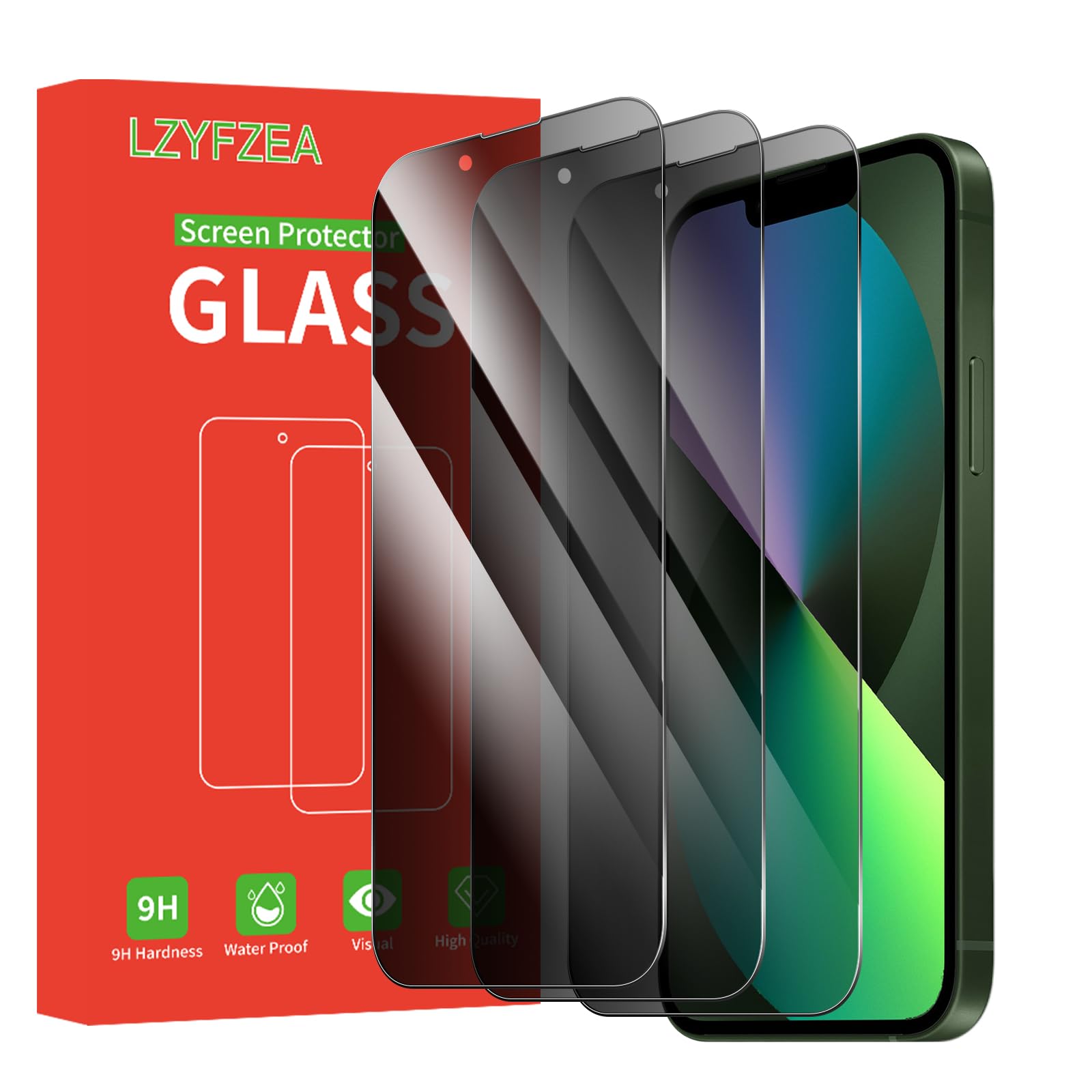 3 unidades, protector de pantalla de privacidad para iPhone 13 mini, cristal blindado de privacidad, antispasado, dureza 9H, sin burbujas, protector de pantalla de vidrio templado