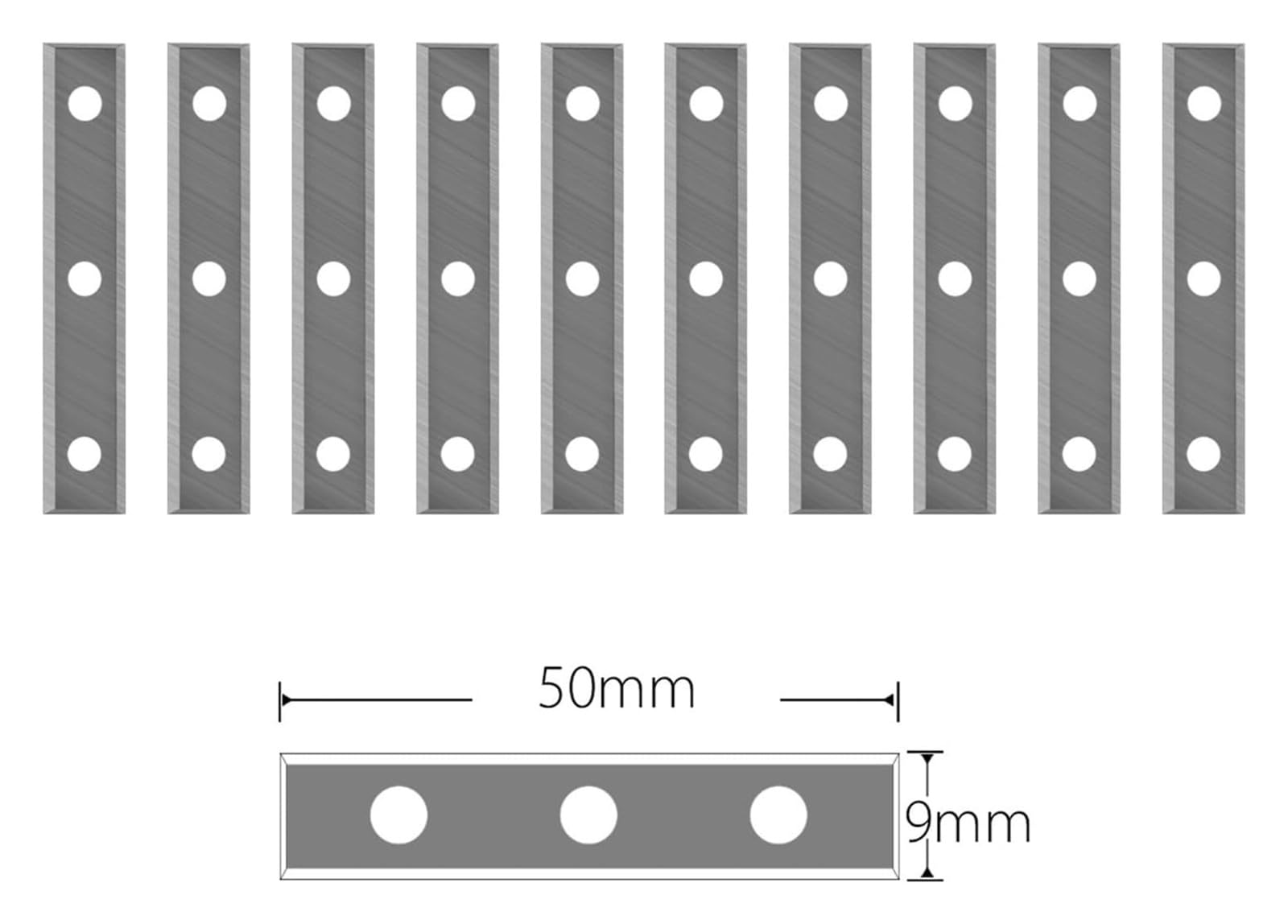 Narzędzia skrawające – płytki do strugów Wkładki węglikowe 50x9x1,7mm 4 krawędzie 10szt. do malowania Skrobaczka spiralna Głowica tnąca