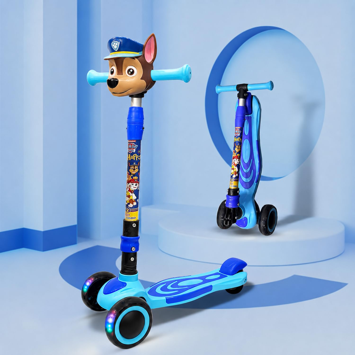 Wembley Paw Patrol Scooter| Battery-Operated Scooty for Kids| with Foldable & Three-Level Height Adjustment| Kids Scooter with LED Wheels (Paw Patrol)-image-15