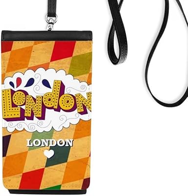 Love London Britain UK Lattice Phone Wallet Purse Hanging Mobile Pouch Black Pocket