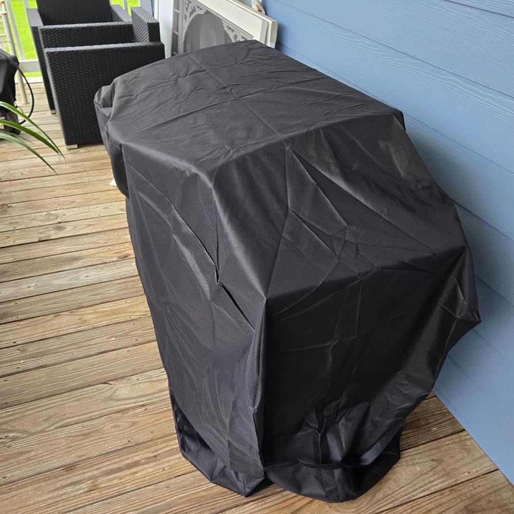 2 coperture protettive per griglia, 140 x 59 x 107 cm, in tessuto Oxford 600D nero, copertura per barbecue, antipolvere
