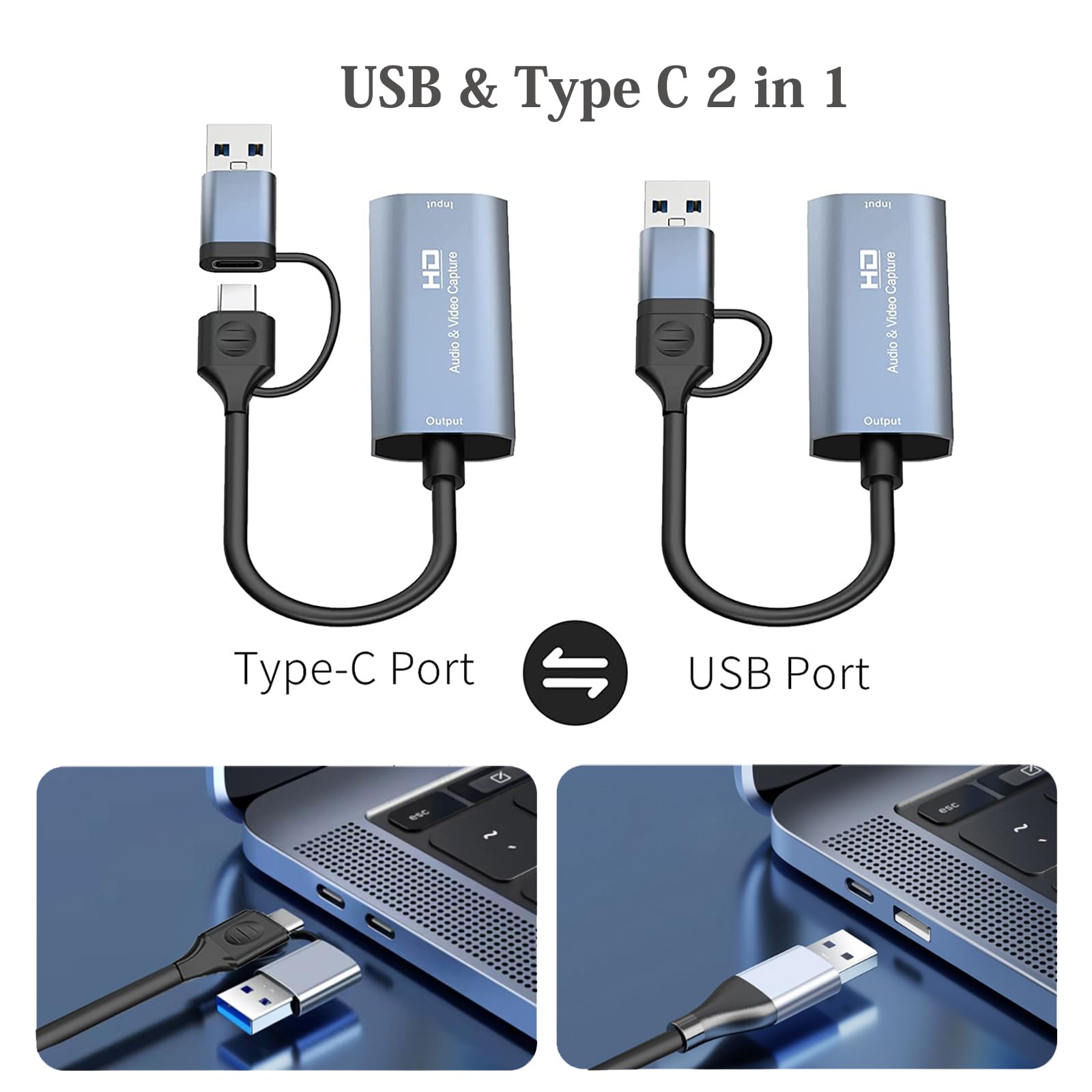 Amazon.co.jp: HDMIキャプチャーカード USB2.0 & Type C 2 in 1