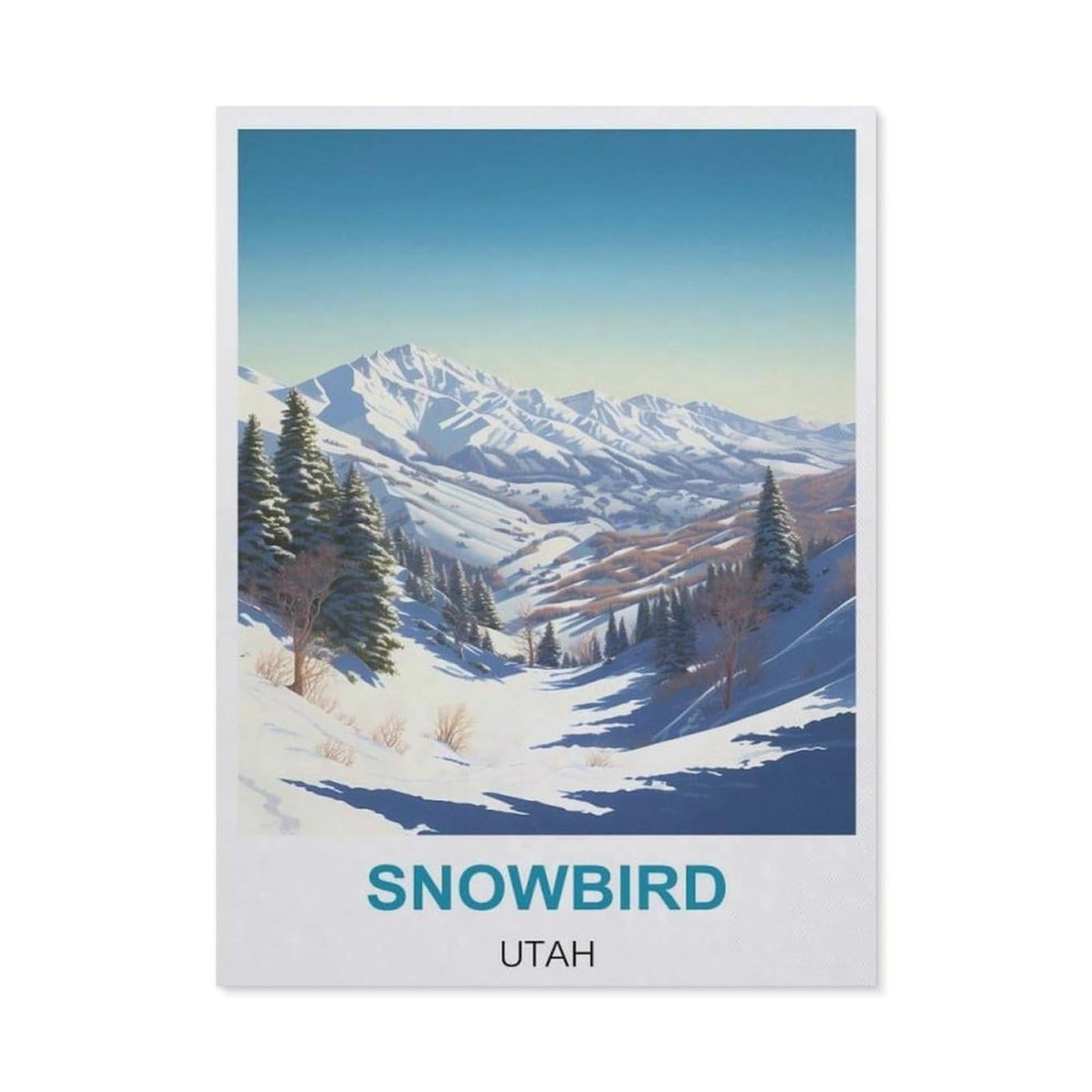BEAYODKP 5D DIY Full Round Drill Diamond Painting，Snowbird Utah Vintage Travel Poster，Embroidery Full Round Diamond Cross Stitch Rhinestone Mosaic Decor Gift（40 x 50 cm/15.74 x 19.68 inches）-CA63