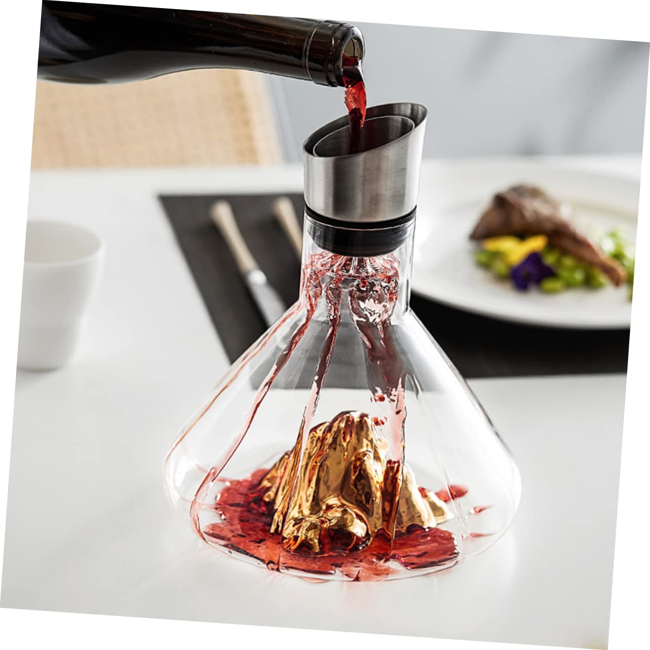 Mipcase Decantador de Vino Boca Inclinada Transparente para Decoración de Mesa para Bares Restaurantes y Hogar