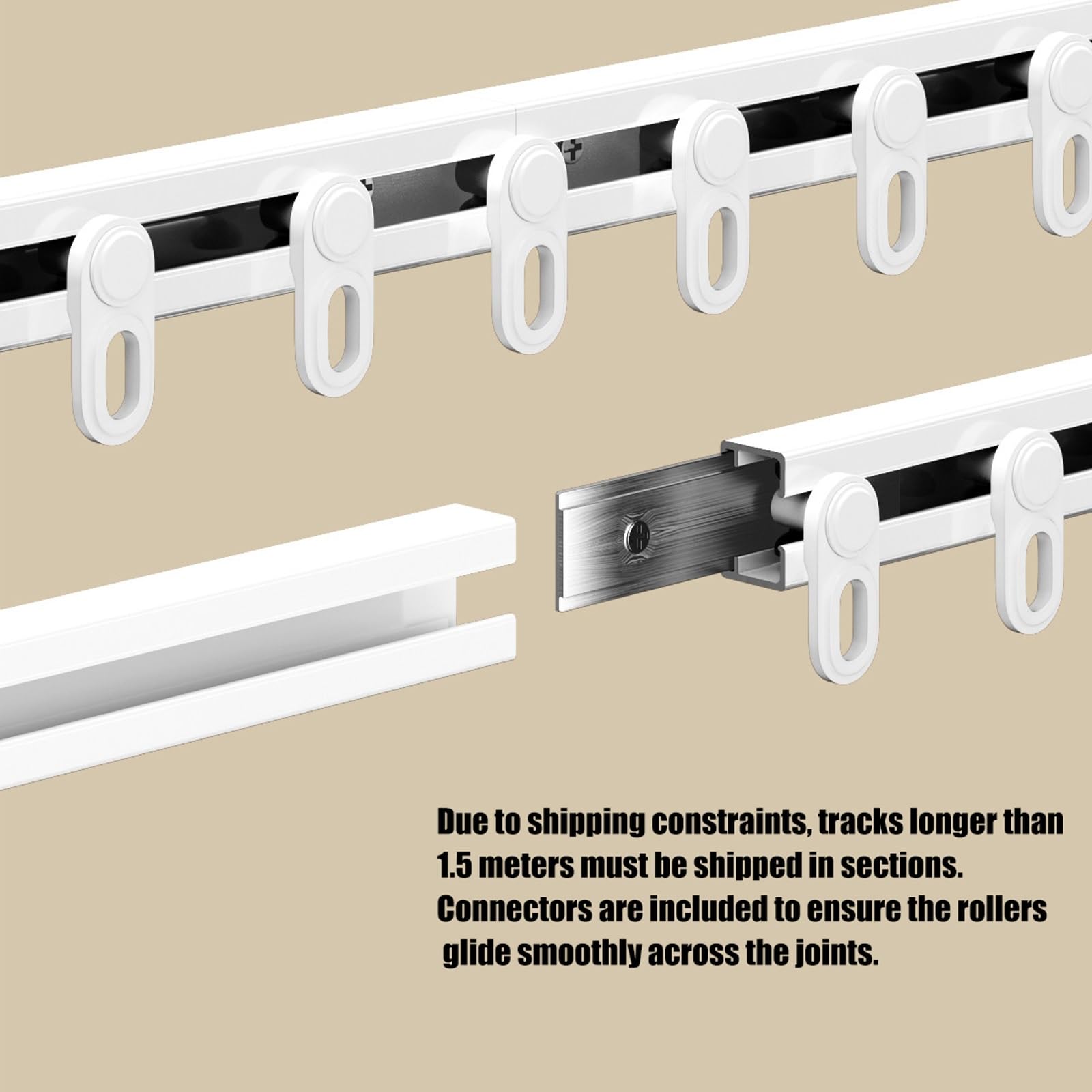 Rail À Rideau Simple En Aluminium, Tringle Silencieuse À Fixation Murale Latérale, Blanc Et Noir, Glisse Fluide Et Silencieuse Pour Salon, Appartement, Hôtel Et Décoration Intérieure