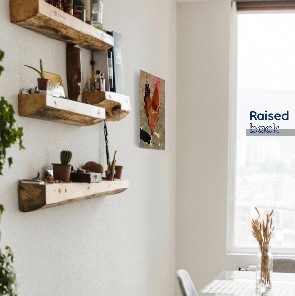 3dRose DPP_49838_3 Big Red Rooster Farm Animal Art Wall Clock, 15 by 15-Inch