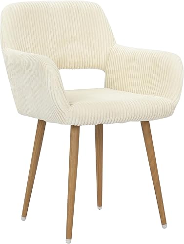 KCC Silla de escritorio esponjosa, silla de piel sintética, cómoda y moderna sin ruedas, silla tapizada elegante y mullida con patas de metal para