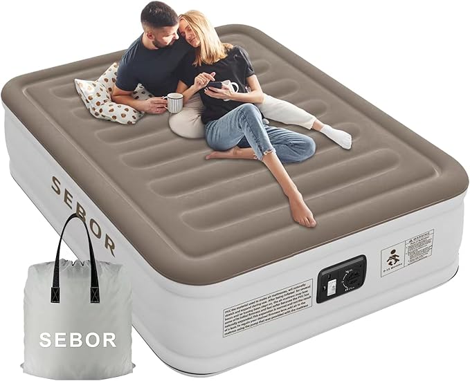 Luxury Queen Air Mattress with Built in Pump, Durable Blow Up Mattress for Home&Guests, 18 inch Inflatable Airbed, 660lb MAX