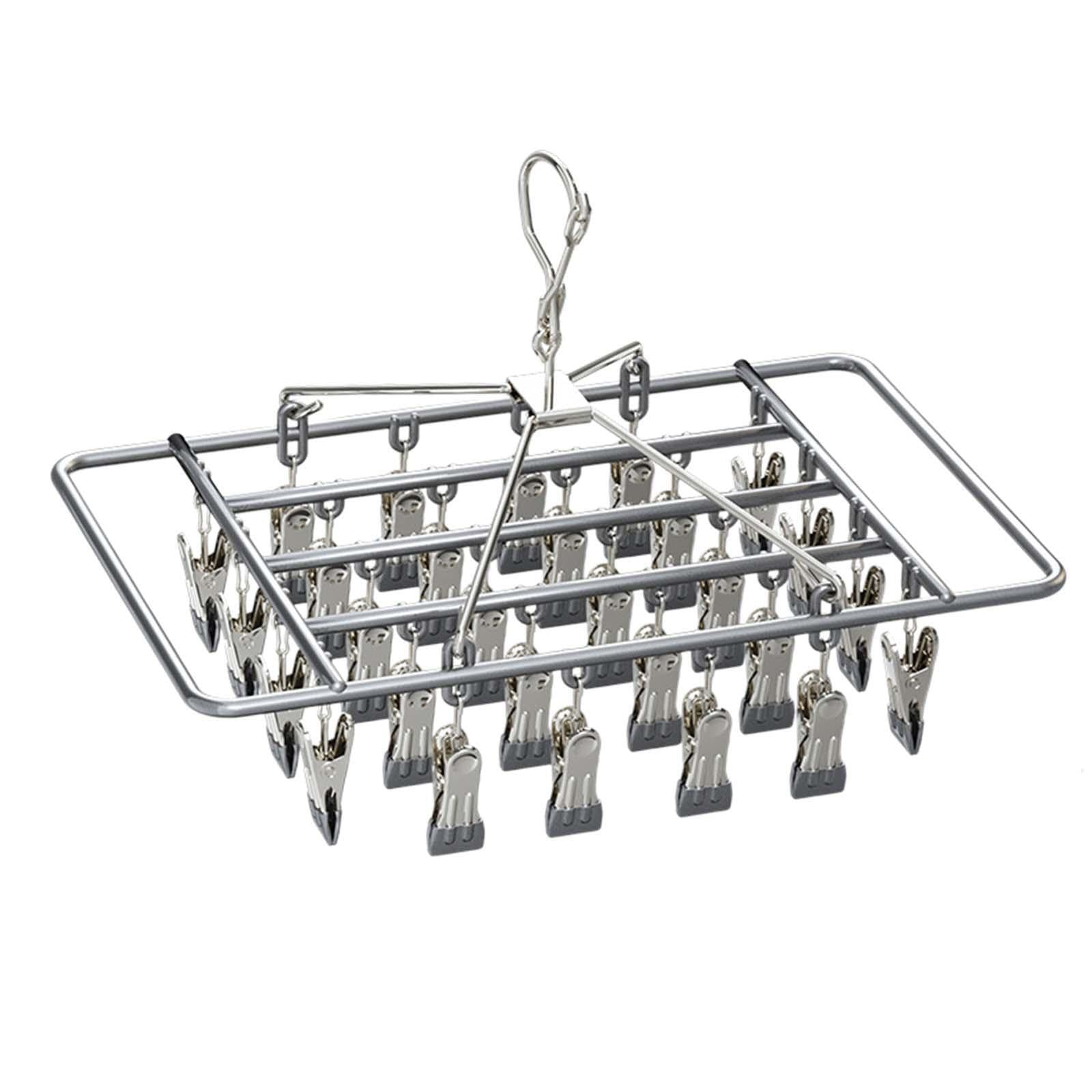 Pixzcsa Durable Stainless Steel Drying Rack Showcases Sturdy Clips For