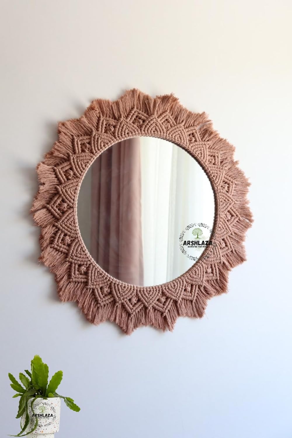 Buy ARSHLAZA Macrame Hanging Wall Mirror with Macrame Round Mirror Art