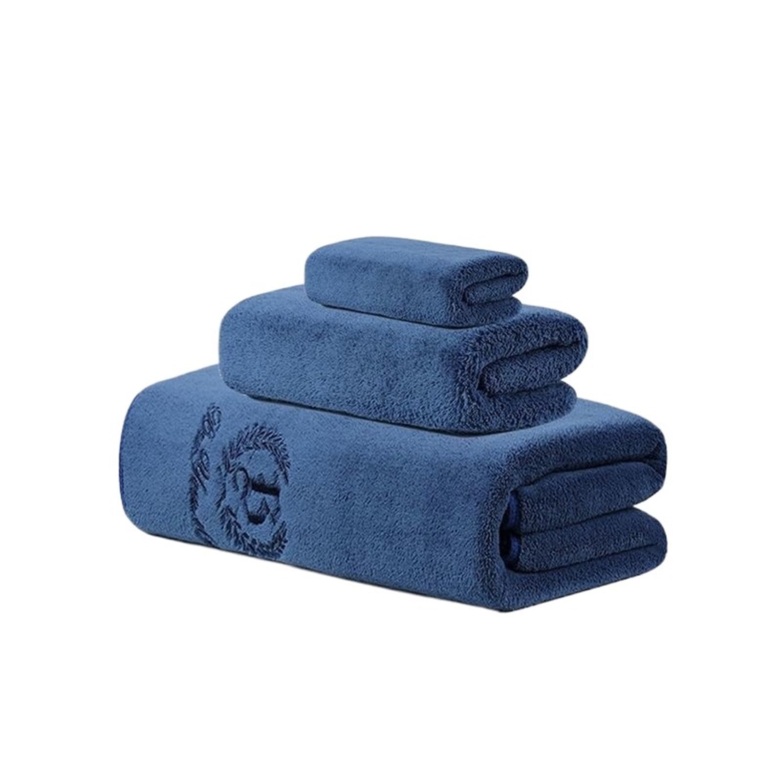 Juego de Toallas de Lujo de 3 Piezas EDQPLL Color Azul para Baño