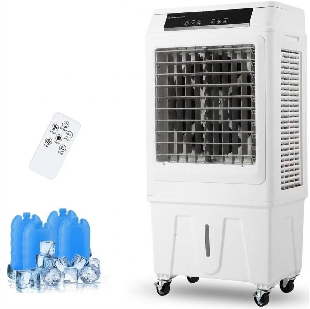 3000 CFM Evaporative Air Cooler, Swamp Cooler with Remote Control & 4 Ice Packs, 3 Speeds & Modes, 12H Timer, 10.3 gal Tank for Indoor/Outdoor Use